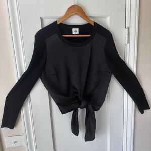 CAbi Black Tie-Front Long Sleeve Sweatshirt